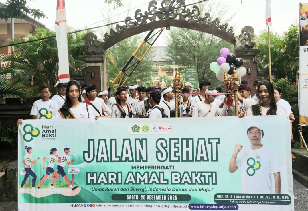 IAHN GDE PUDJA MATARAM PERINGATI HAB KE-80 MELALUI JALAN SEHAT KERUKUNAN DAN PENANAMAN POHON